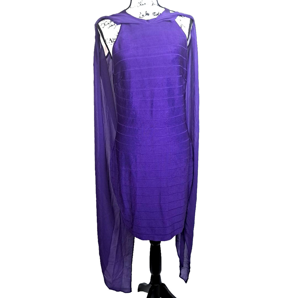 Venus Chiffon Overlay Bandage Bodycon Dress Size 12 Purple Whimsigoth Fairy